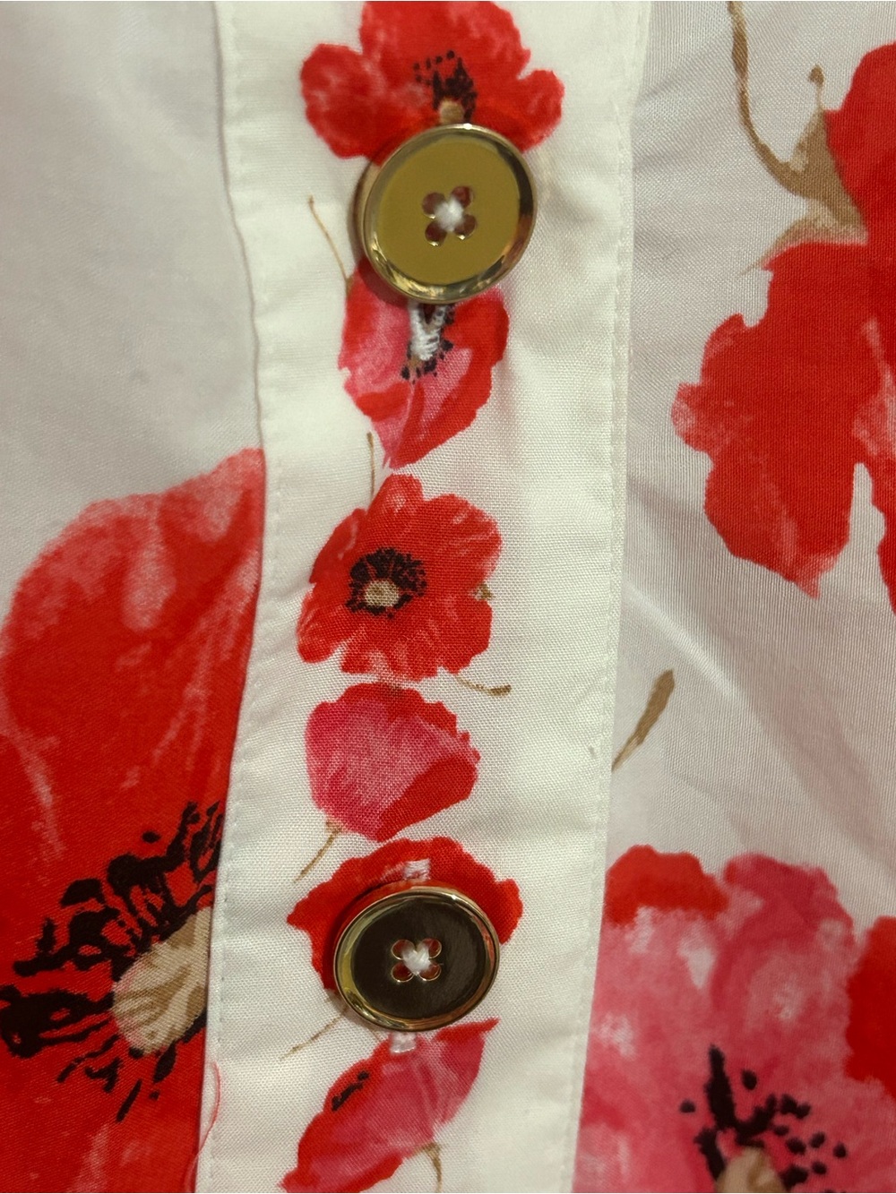 Talbots White Blouse with Red & Pink Floral Print - Picture 2 of 6